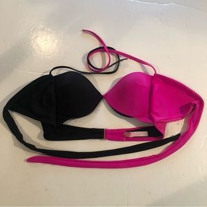VICTORIA’S SECRET Hot Pink Black BIKINI TOP 36B